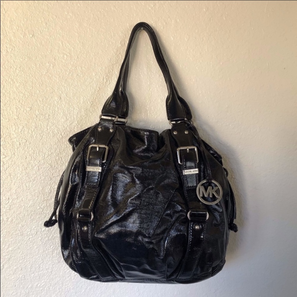 Michael Kors Lattington Black Patent Leather Purse